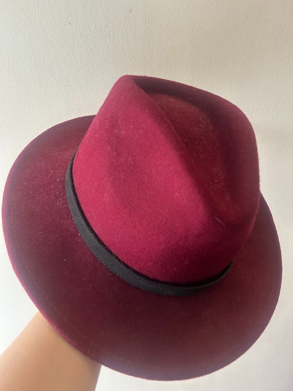 Personalised Burgundy 100% Wool Fedora Hat from London